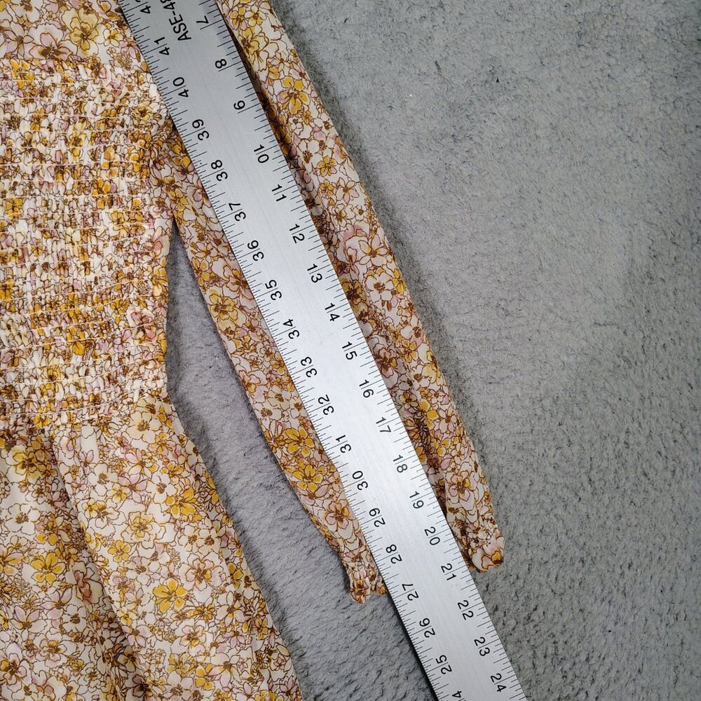 Sincerely Jules Dress Womens XL Yellow Floral Smocked Ruffle Long Sleeve Cottage - Picture 11 of 14